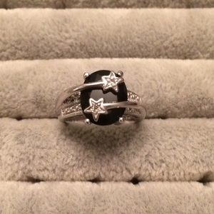 sterling silver onyx shooting star diamond ring 7